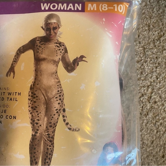 Wonder Woman the Cheetah Adult Costume NEW Medium 8-10 Bodysuit W/ Tail - Picture 3 of 5